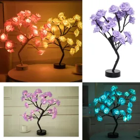 LED Table Lamp Lights Rose Flower Tree USB Night Lights Home Decoration Parties Xmas Christmas Wedding Bedroom Decor Rose Lamp