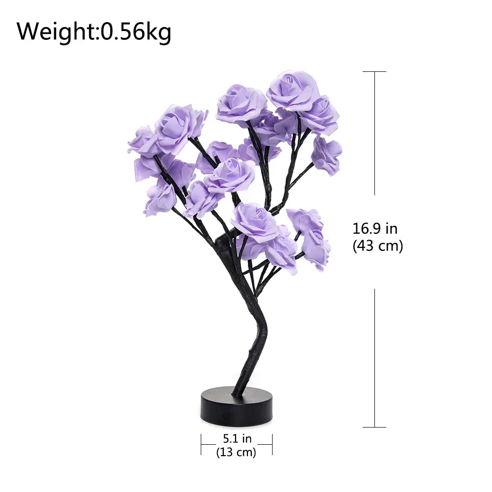 LED Table Lamp Lights Rose Flower Tree USB Night Lights Home Decoration Parties Xmas Christmas Wedding Bedroom Decor Rose Lamp