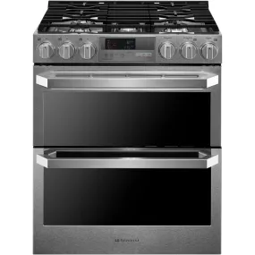 LG - SIGNATURE 7.3 Cu. Ft. Self-Cleaning Slide-In Double Oven Dual Fuel ProBake Convection Smart Wi-Fi Range - Textured Steel