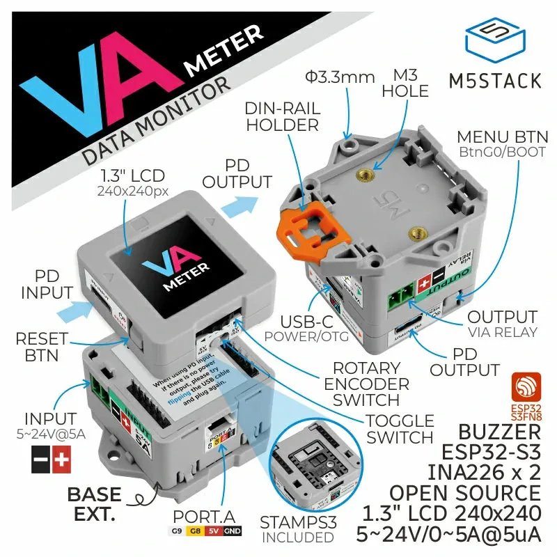 M5Stack Voltage and Amperage Meter with M5StampS3