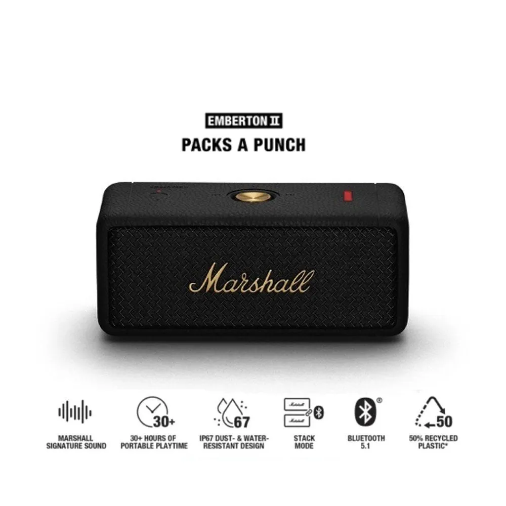 Marshall Emberton II New Enhanced Version - Compact Portable Bluetooth Speaker