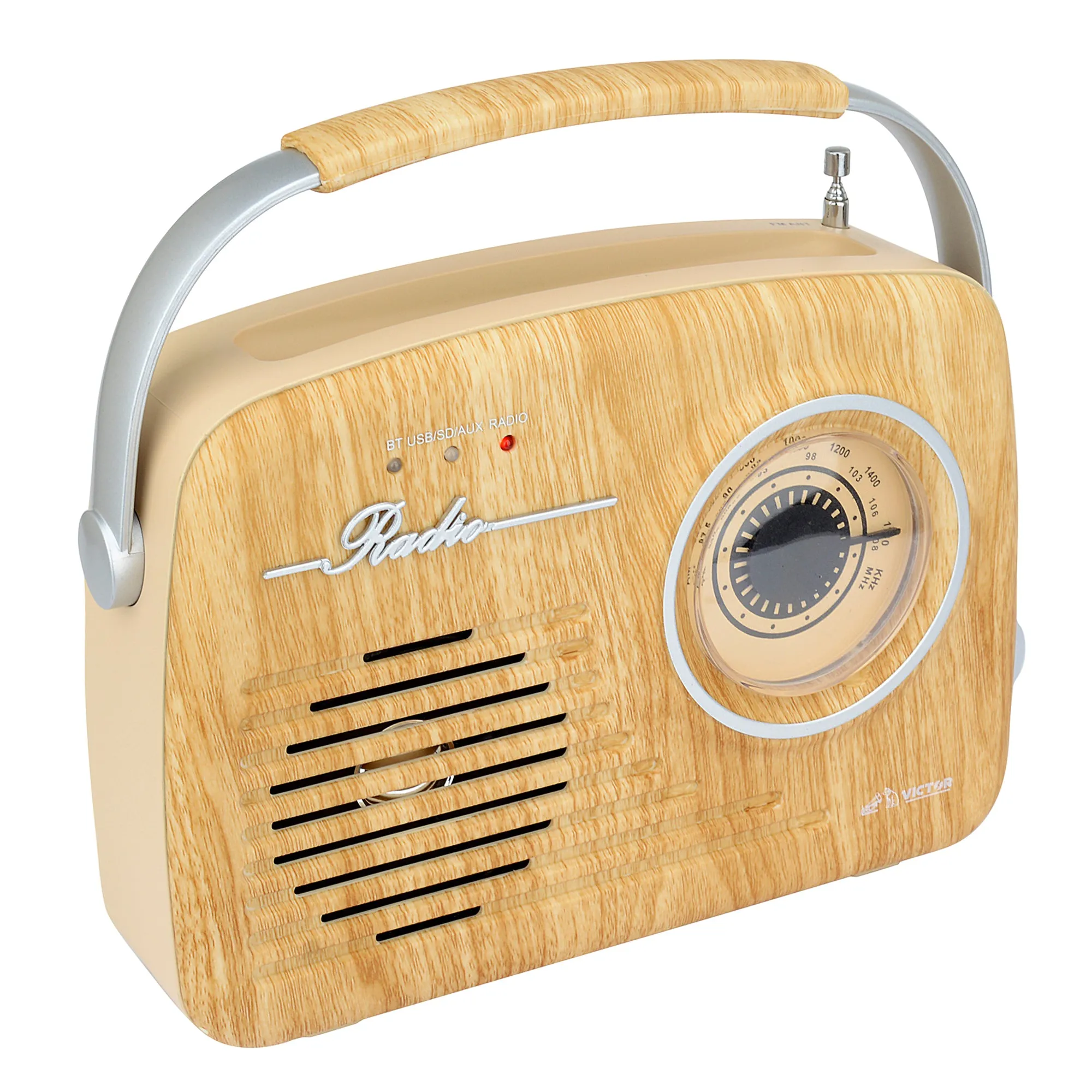 Portable Retro Radio with Built-in Rechargeable Battery