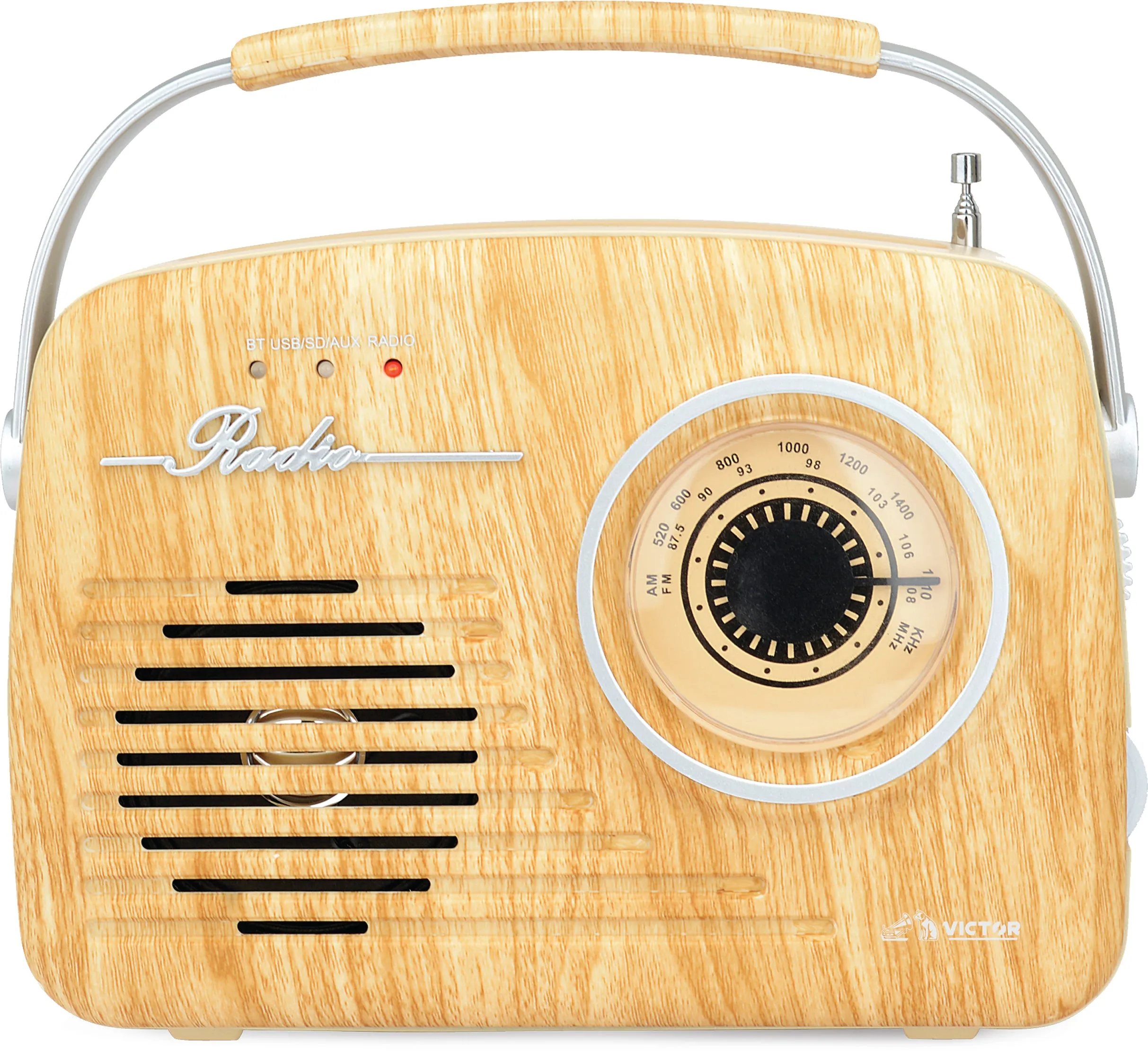 Portable Retro Radio with Built-in Rechargeable Battery