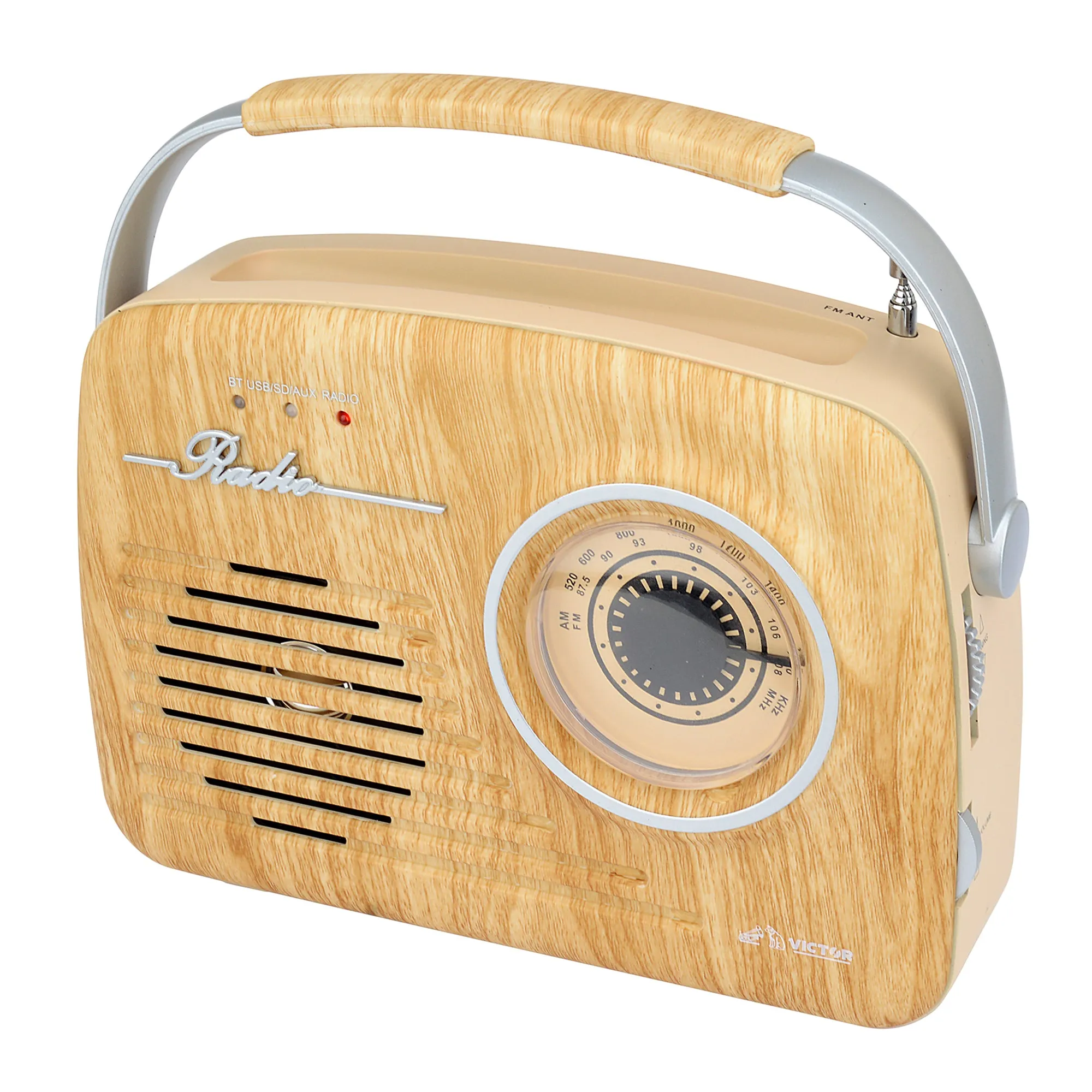 Portable Retro Radio with Built-in Rechargeable Battery