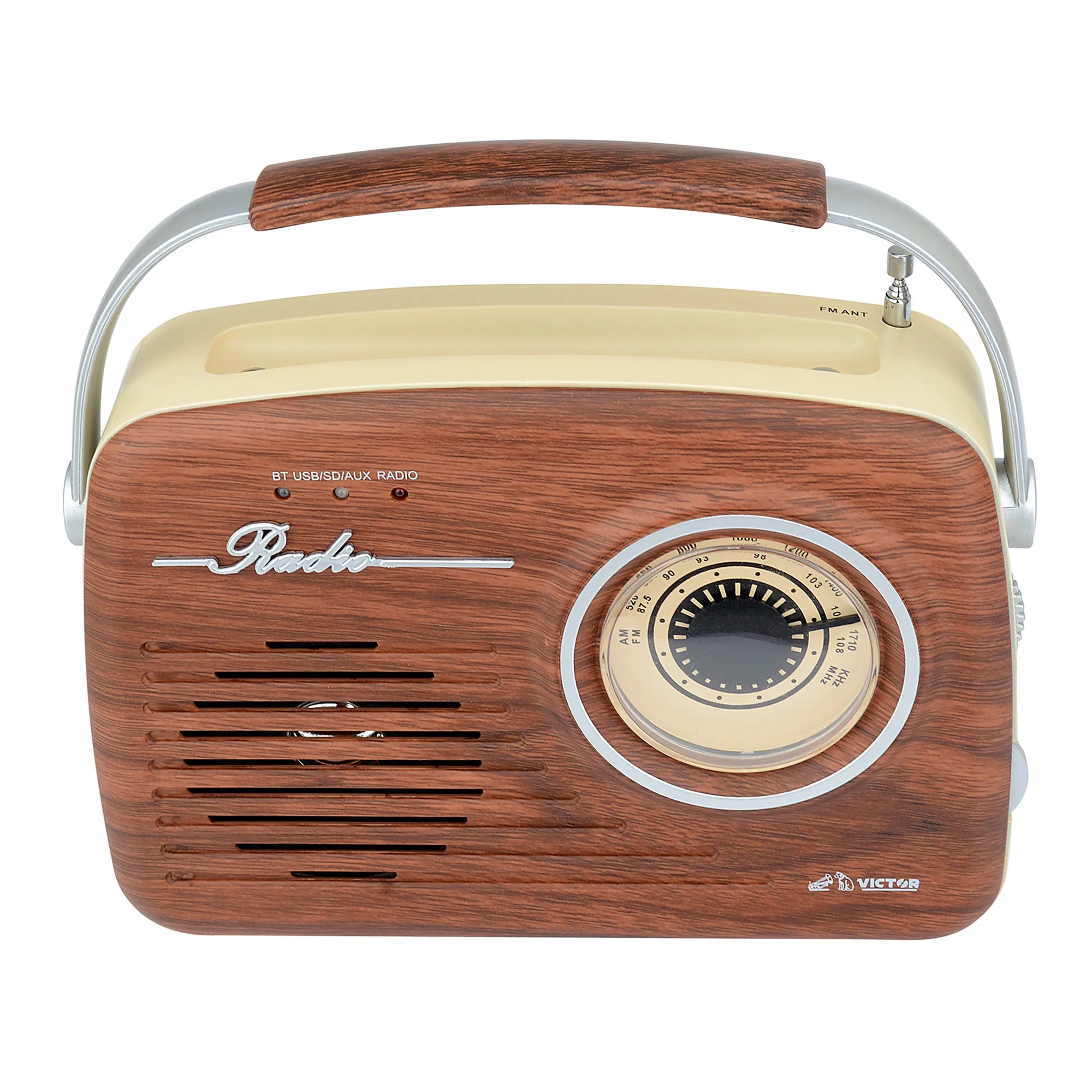 Portable Retro Radio with Built-in Rechargeable Battery