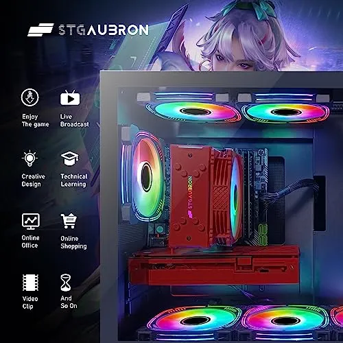 PRODUCTO 232 STGAubron PC de escritorio para juegos, Intel Core i7-11700KF hasta 5.0G, 32G DDR4,2T SSD, GeForce RTX 3060 12G GDDR6,600M WiFi, BT 5.0, ventilador RGB x 6, teclado y mouse RGB, alfombrilla de mouse RGB, W11H64