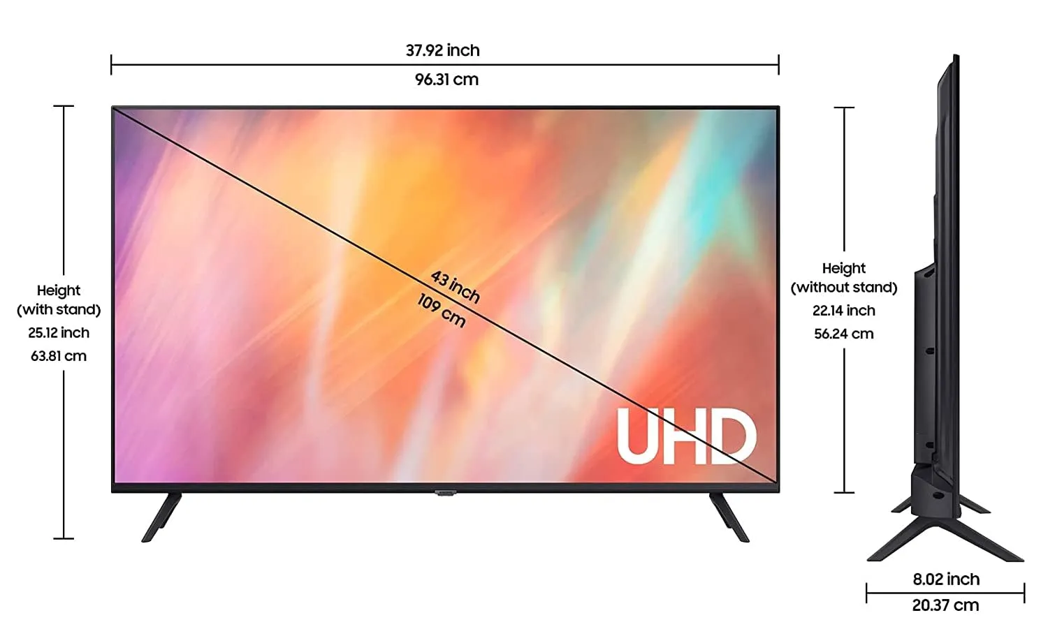 Samsung 108 cm (43 Inches) 4K Ultra HD Smart LED TV (UA43AU7600KXXL, Black)