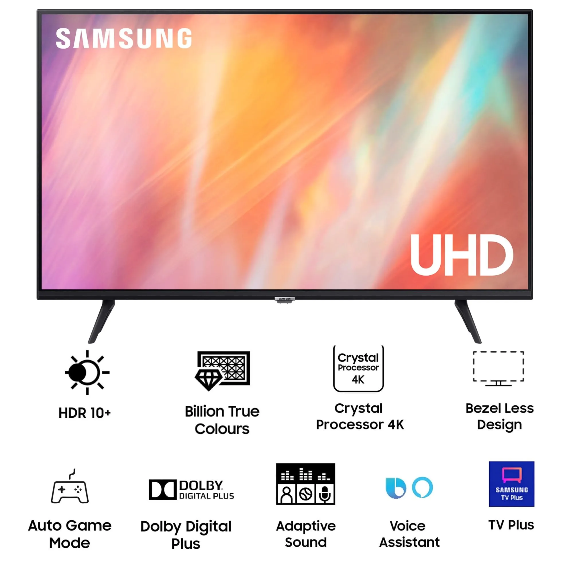 Samsung 108 cm (43 Inches) 4K Ultra HD Smart LED TV (UA43AU7600KXXL, Black)