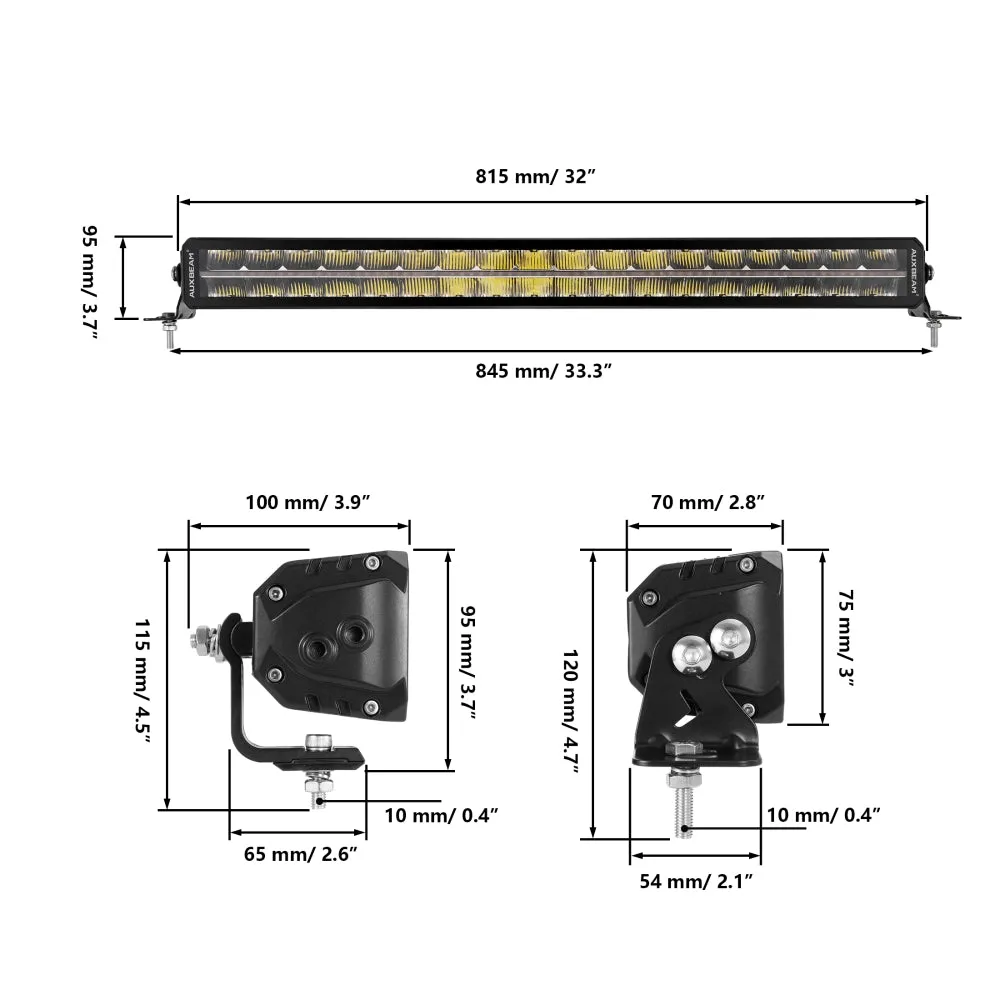 SP-DRL Series 32 Inch 209W 24480LM Dual Row Off Road LED Light Bar With Amber&White DRL