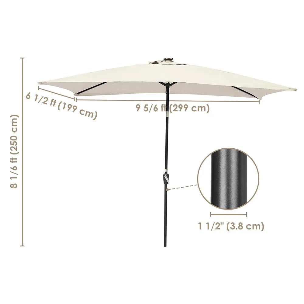 TheLAShop Rectangular Patio Umbrella Tilt Umbrella w/ Lights 10x6.5 ft 6-Rib