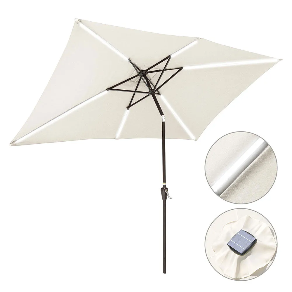 TheLAShop Rectangular Patio Umbrella Tilt Umbrella w/ Lights 10x6.5 ft 6-Rib