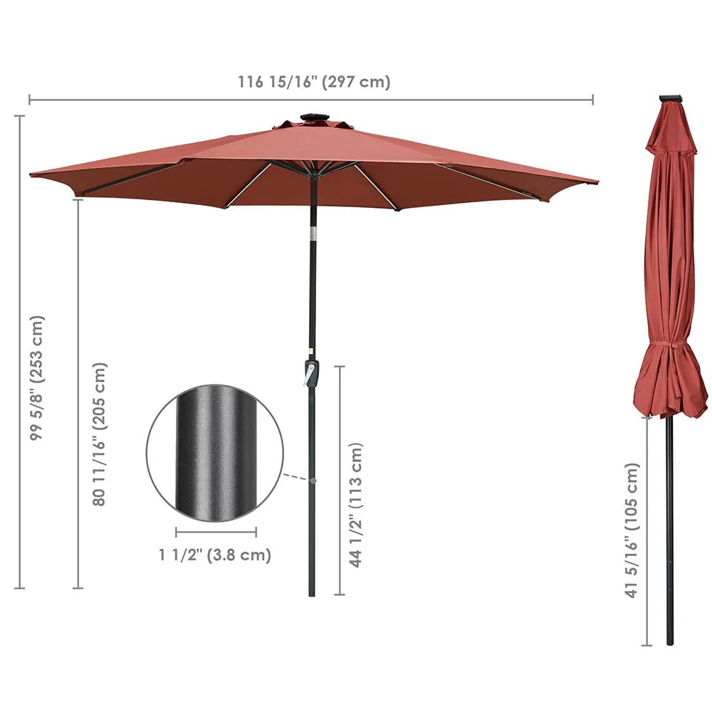 TheLAShop Solar Outdoor Umbrella with Lights Tilting Umbrella 10ft 8-Rib