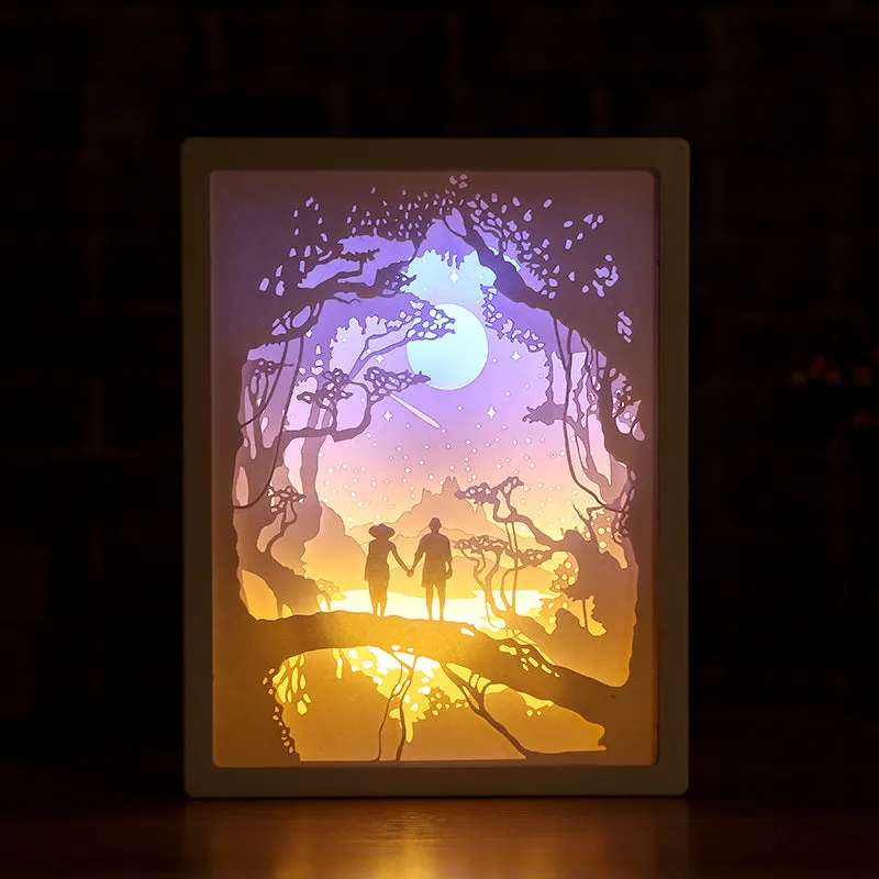 Valentine's Day LED Paper Carving Lamp 3D Led Shadow Paintings Lamp